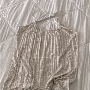 White and beige floral tank